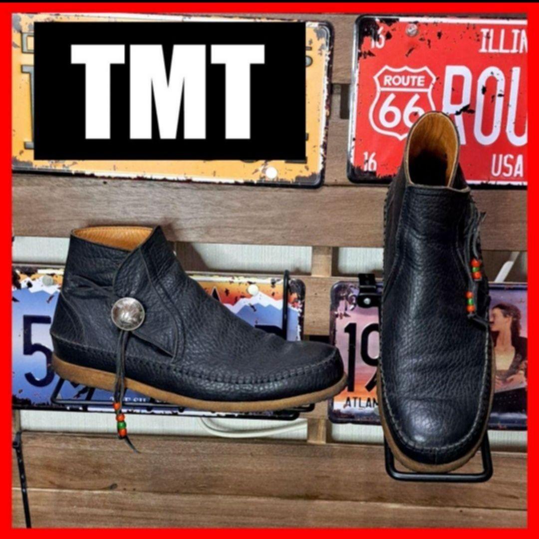 TMT コンチョ　レザー　モカシンブーツ　クレープソール　9
