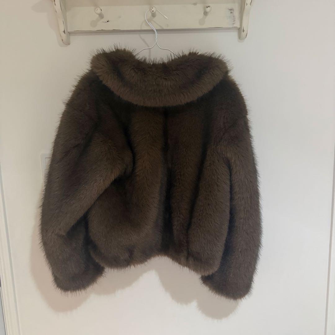 SNIDEL ファーショートコート ブラウン