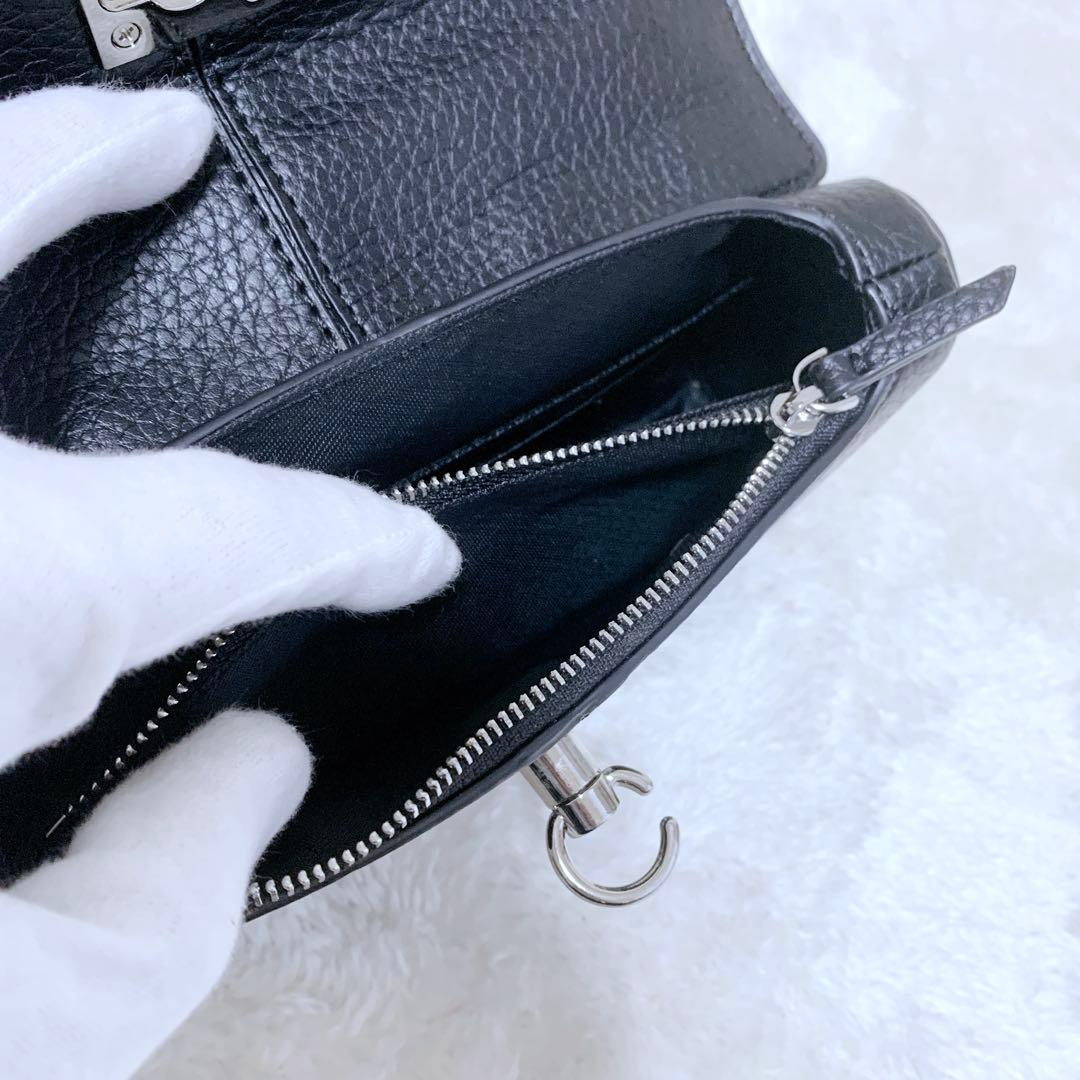 【みん】極美品♪ CAFUNÉ スタンスウォレット ブラック シボ革