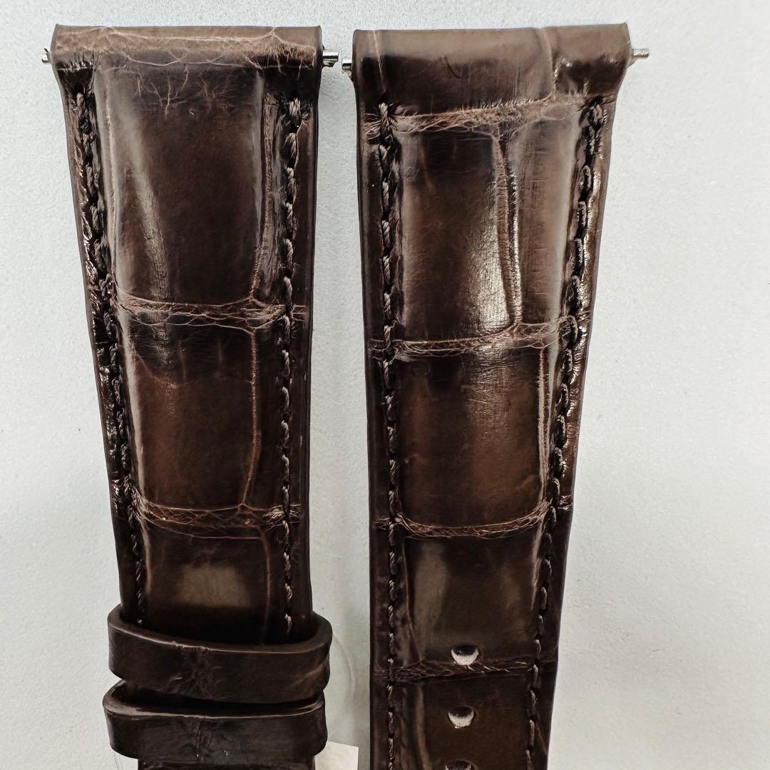 7005#21mm-18mmダークブラウン★本物クロコダイルベルト★スイス製