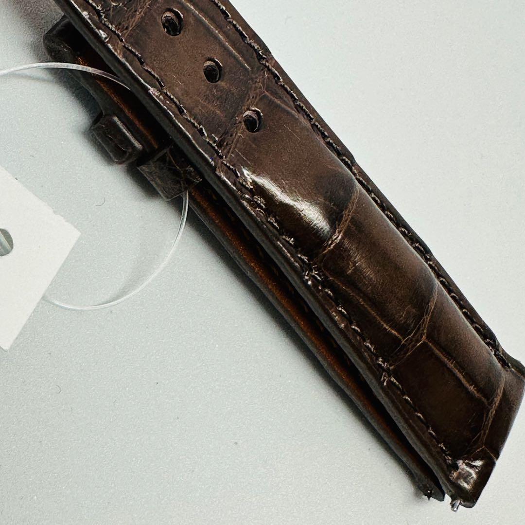 7005#21mm-18mmダークブラウン★本物クロコダイルベルト★スイス製