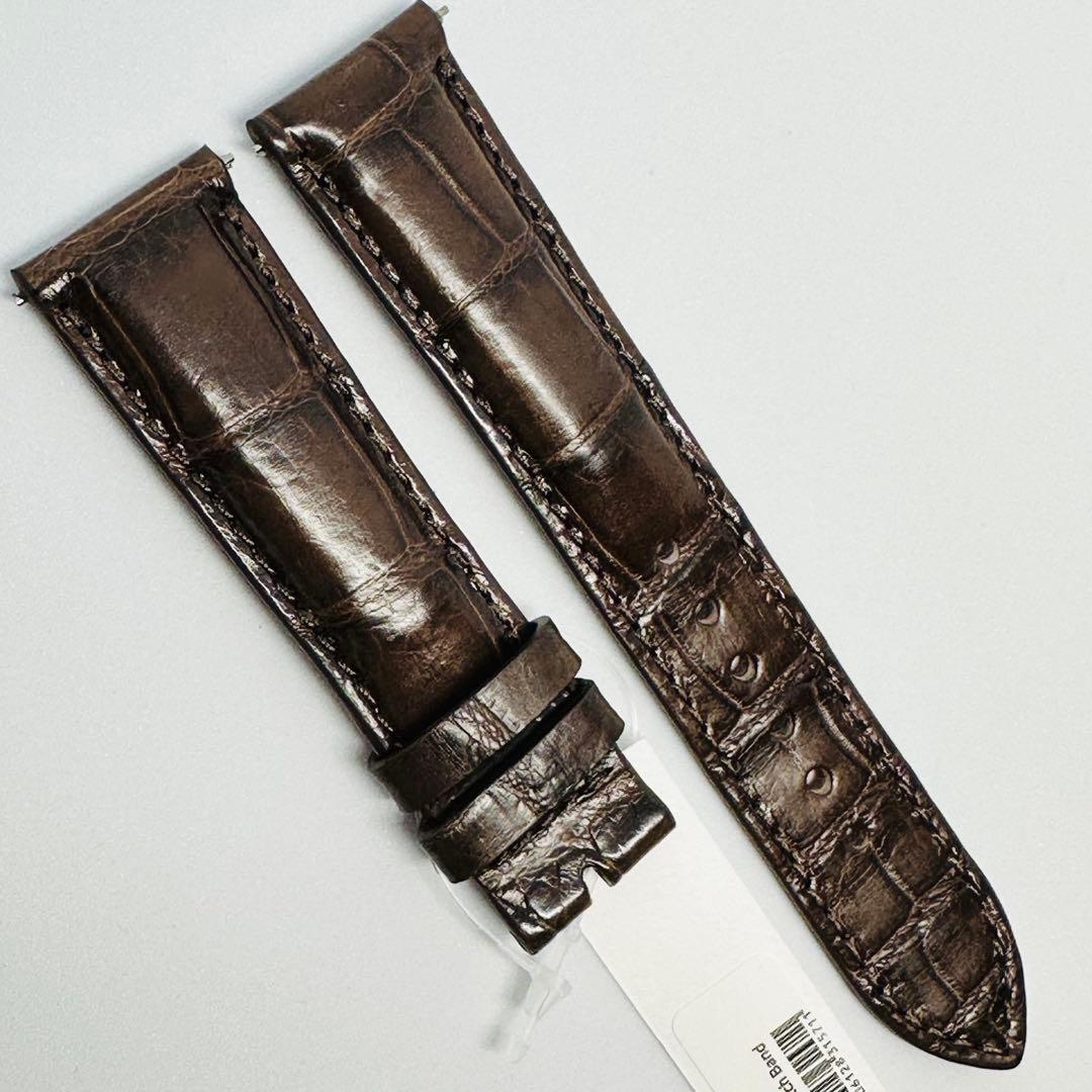 7005#21mm-18mmダークブラウン★本物クロコダイルベルト★スイス製