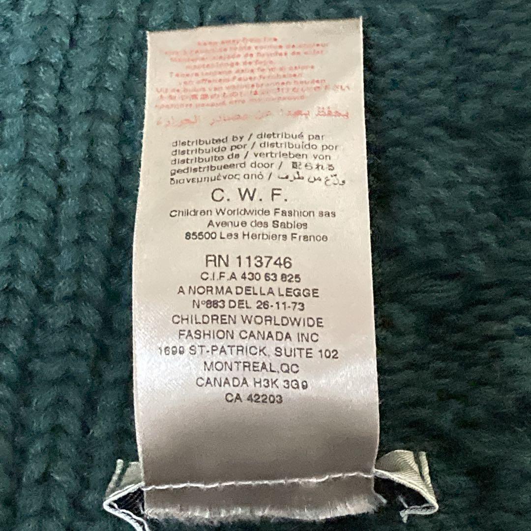 希少　新品保管品　バーバリー　現行タグ　ケーブル編マフラー　コットン深緑グリーン