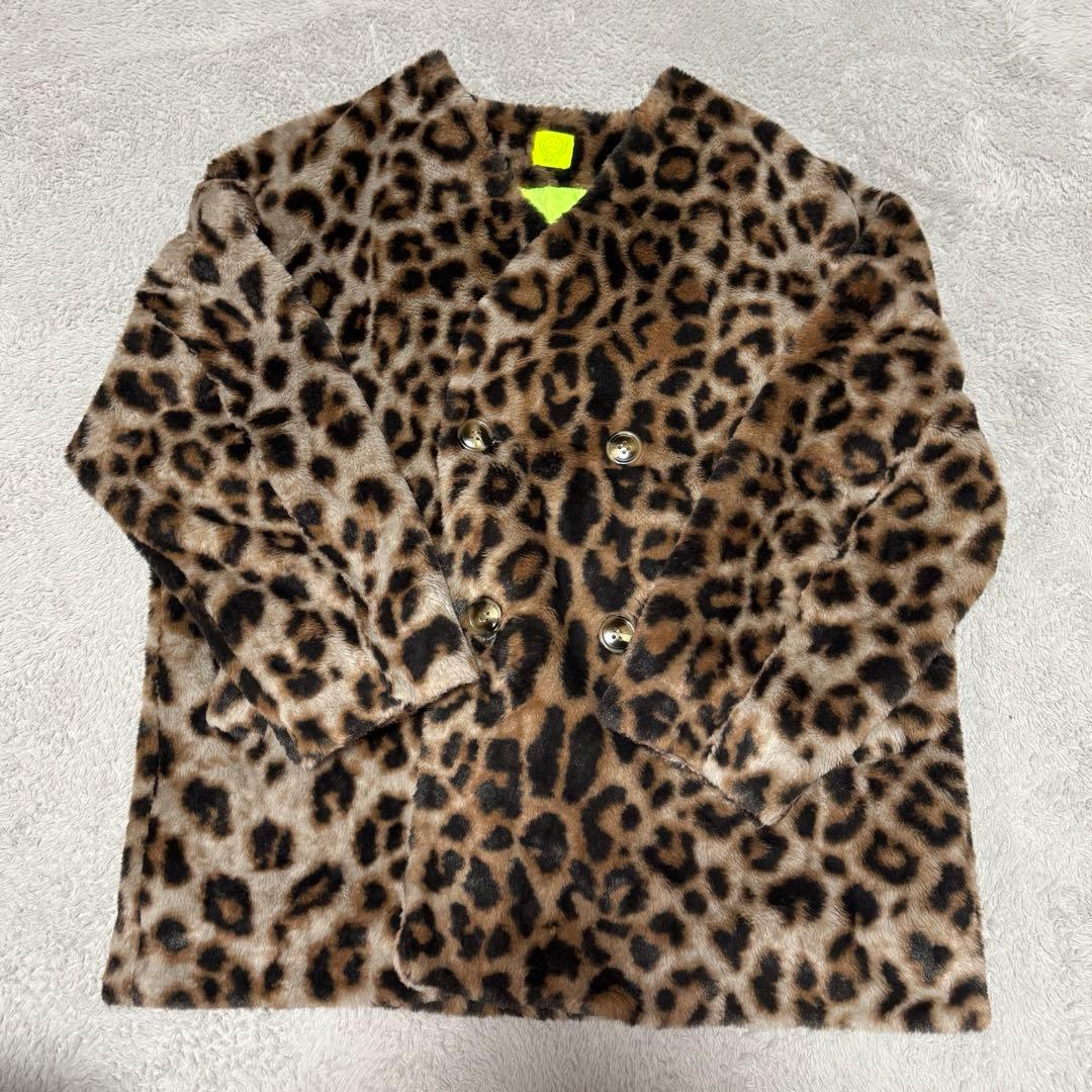 wcj ヒョウ柄 ダブルブレスト ファージャケット FREEサイズ 若槻千夏