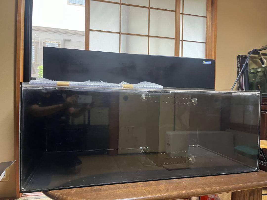 アクリル水槽 1200 4面黒・上部濾過・コーナーカバー・蓋！