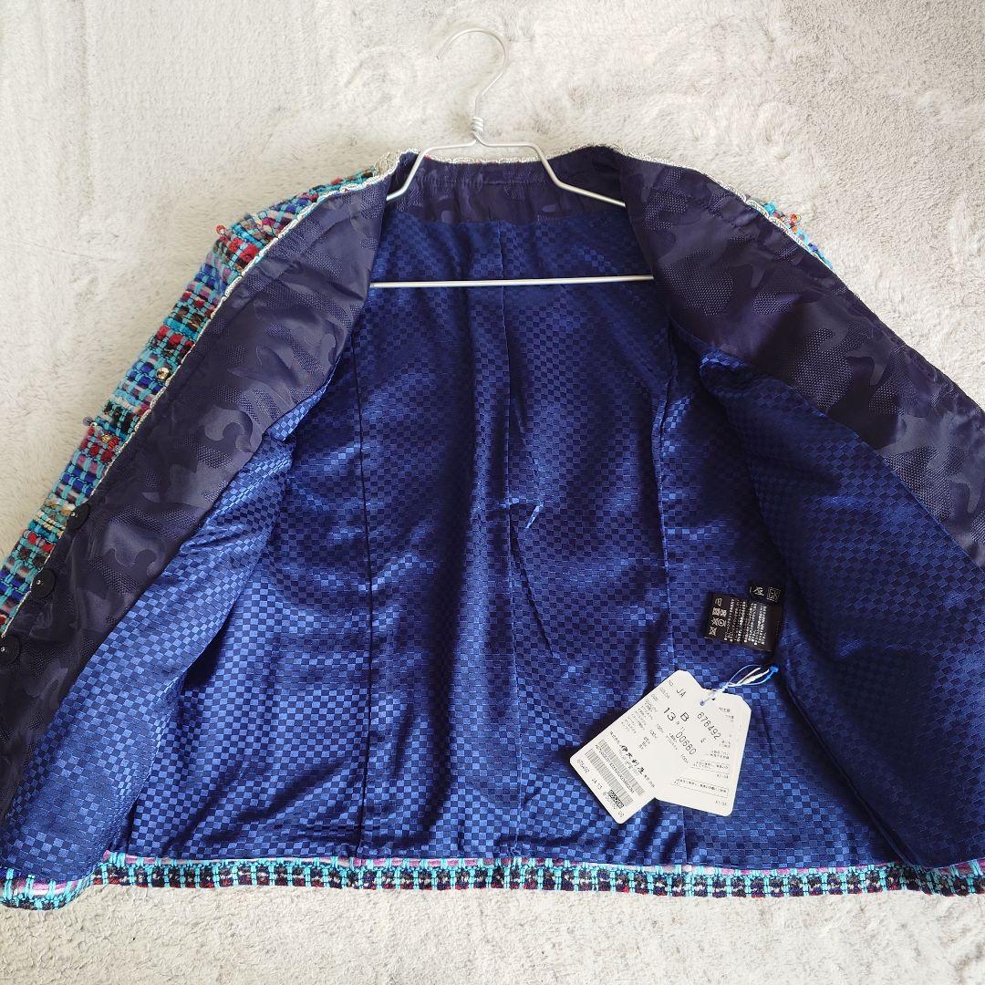 タグ付き 伊太利屋 イタリヤ ポリエステル ツイード ジャケット 13号サイズ