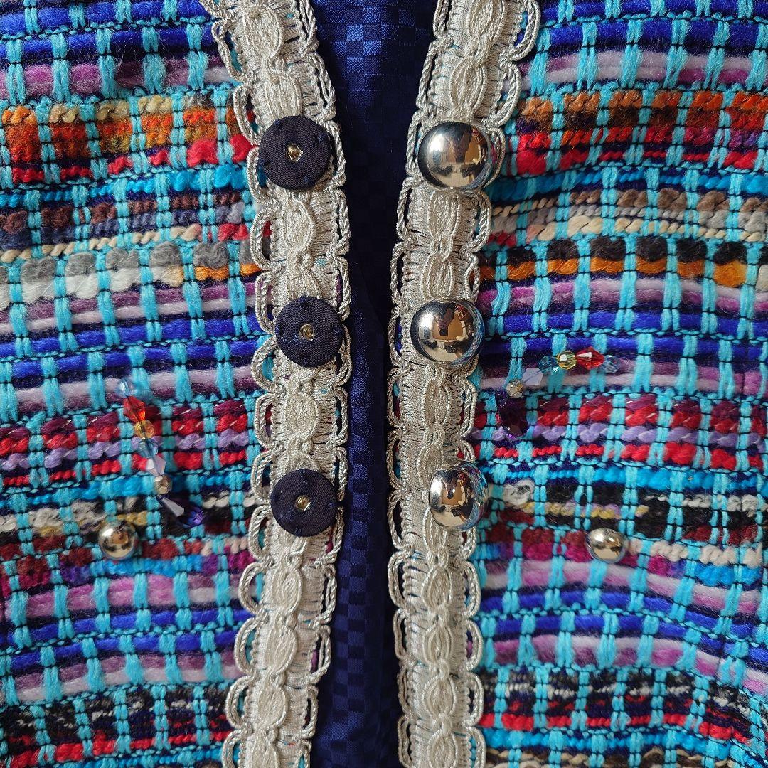 タグ付き 伊太利屋 イタリヤ ポリエステル ツイード ジャケット 13号サイズ