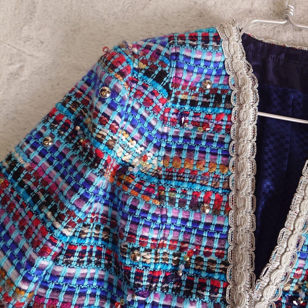 タグ付き 伊太利屋 イタリヤ ポリエステル ツイード ジャケット 13号サイズ