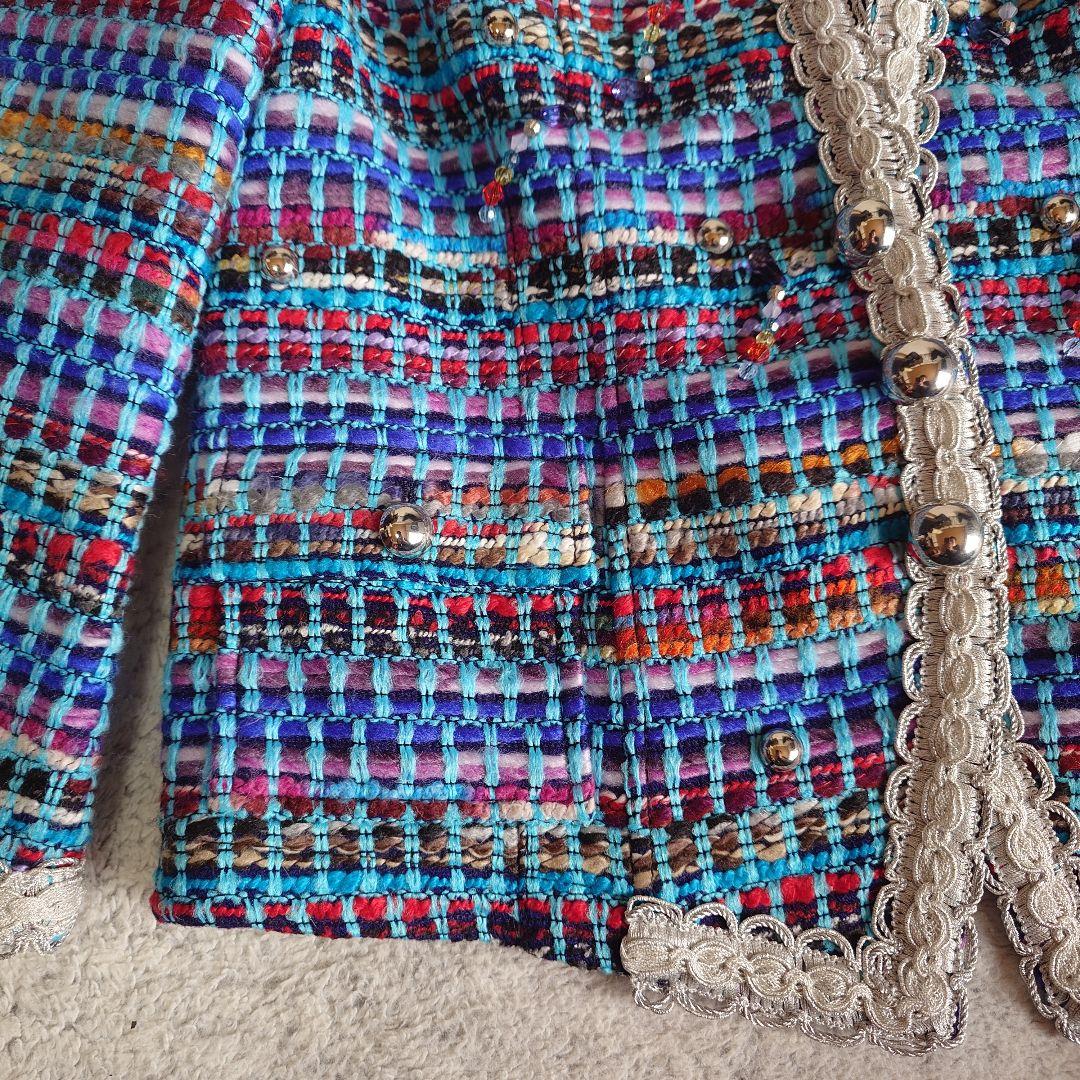 タグ付き 伊太利屋 イタリヤ ポリエステル ツイード ジャケット 13号サイズ