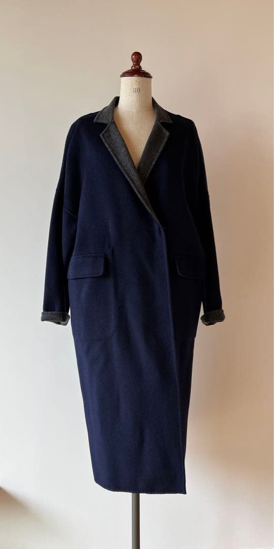 【ドゥーズイエムクラス】ハミルトン　ネイビー グレーリバーシブルコートF