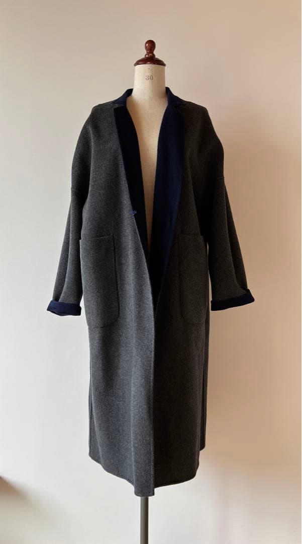 【ドゥーズイエムクラス】ハミルトン　ネイビー グレーリバーシブルコートF