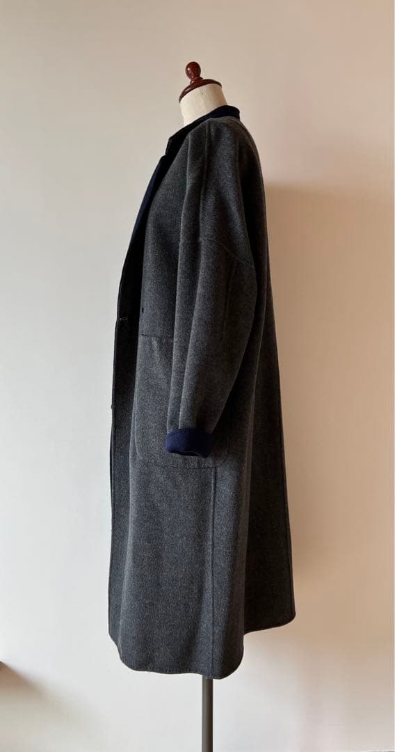 【ドゥーズイエムクラス】ハミルトン　ネイビー グレーリバーシブルコートF