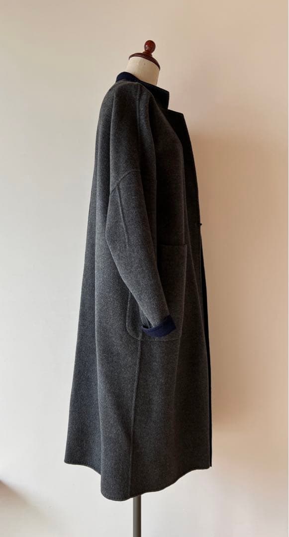 【ドゥーズイエムクラス】ハミルトン　ネイビー グレーリバーシブルコートF