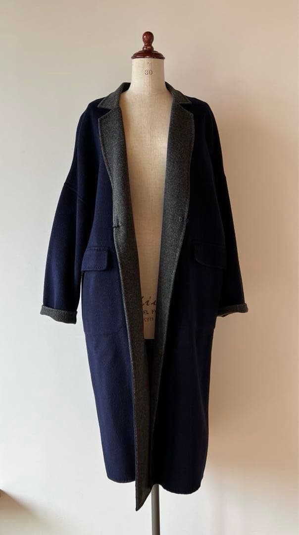 【ドゥーズイエムクラス】ハミルトン　ネイビー グレーリバーシブルコートF