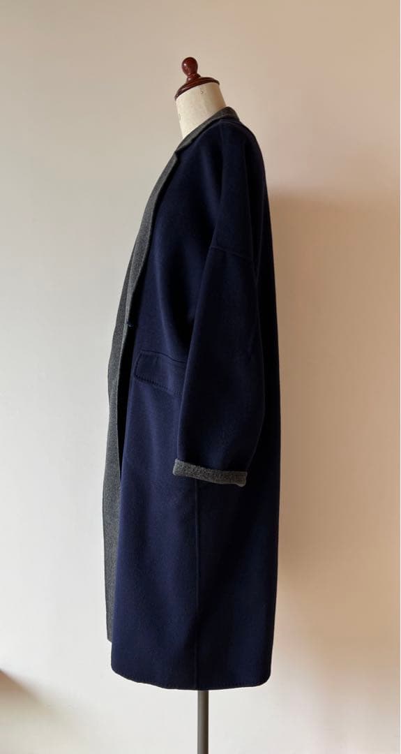 【ドゥーズイエムクラス】ハミルトン　ネイビー グレーリバーシブルコートF