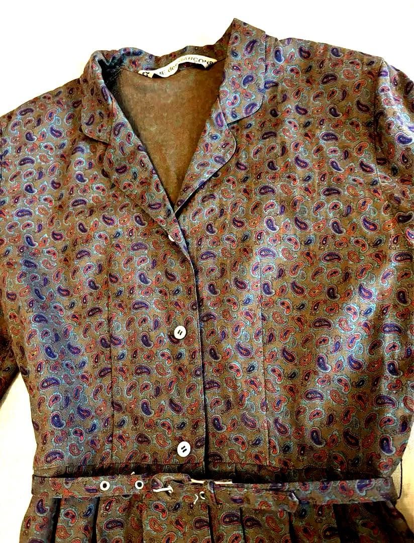 コムデギャルソンビンテージ、希少、ペイズリー柄 長袖ワンピース