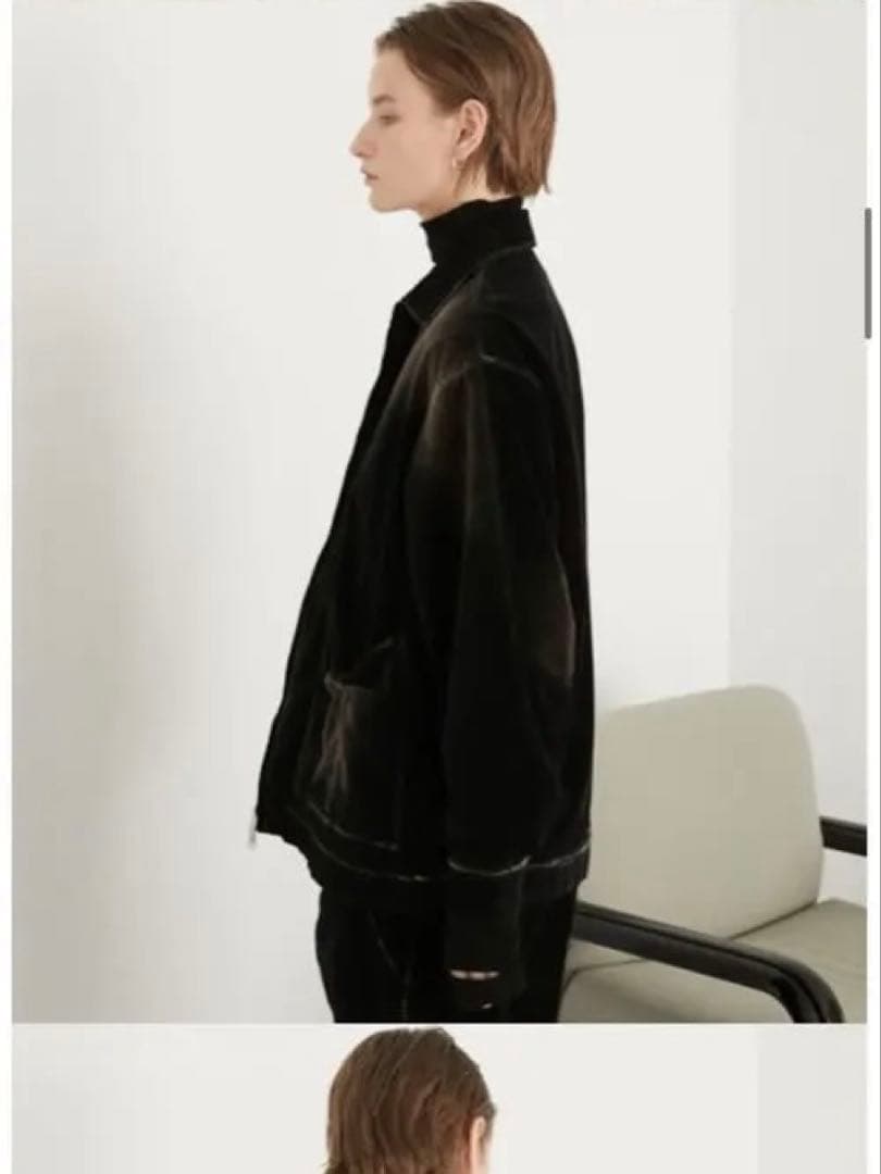 【LA PEAU DE GEM】 ジップアップベロアブルゾン