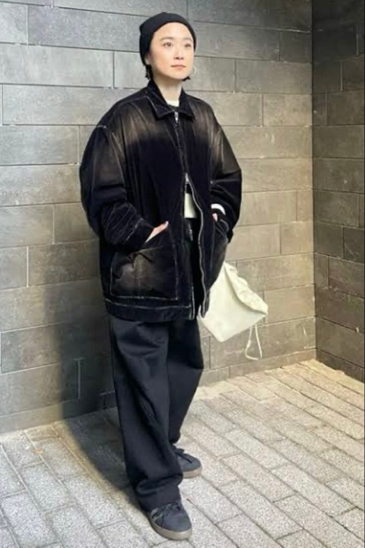 【LA PEAU DE GEM】 ジップアップベロアブルゾン