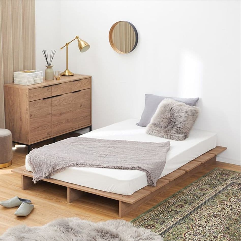 lowya ローベッド　シングル　ベッドフレーム　ロータイプ　木目調　モダン