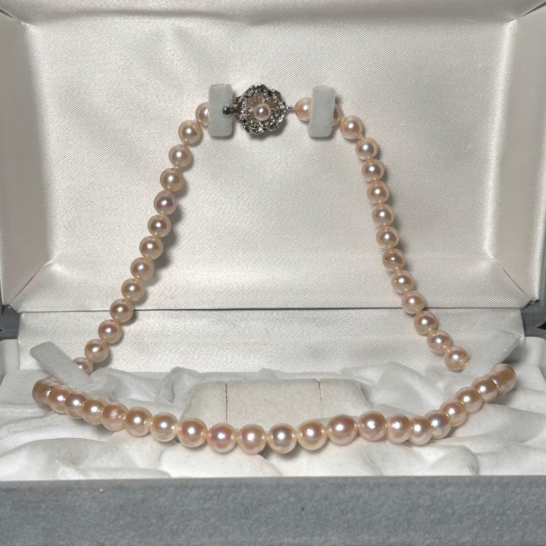 【テリ強✨】あこや ネックレス 本真珠 6.9〜7.4mm 約43cm 干渉色