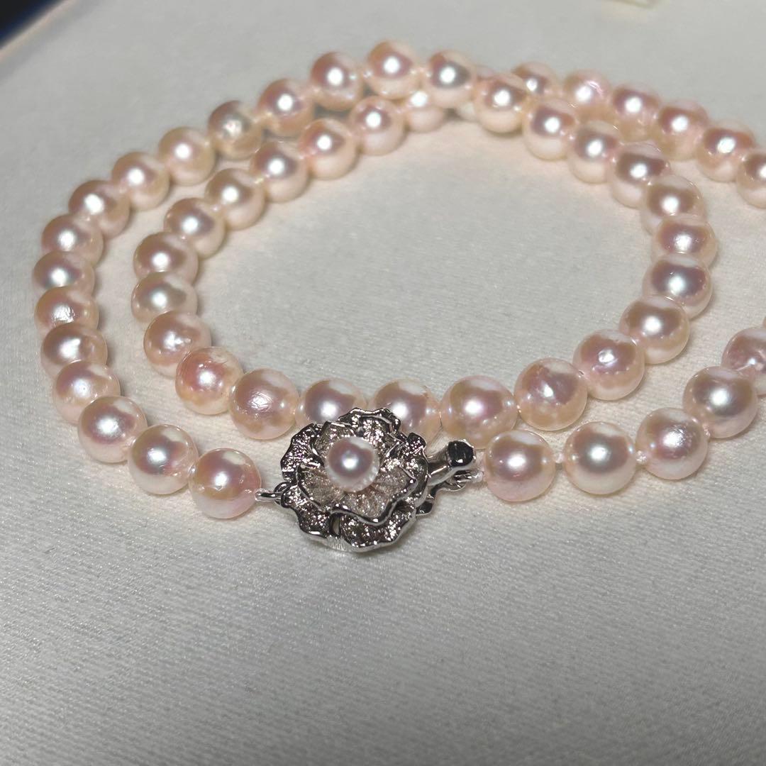 【テリ強✨】あこや ネックレス 本真珠 6.9〜7.4mm 約43cm 干渉色