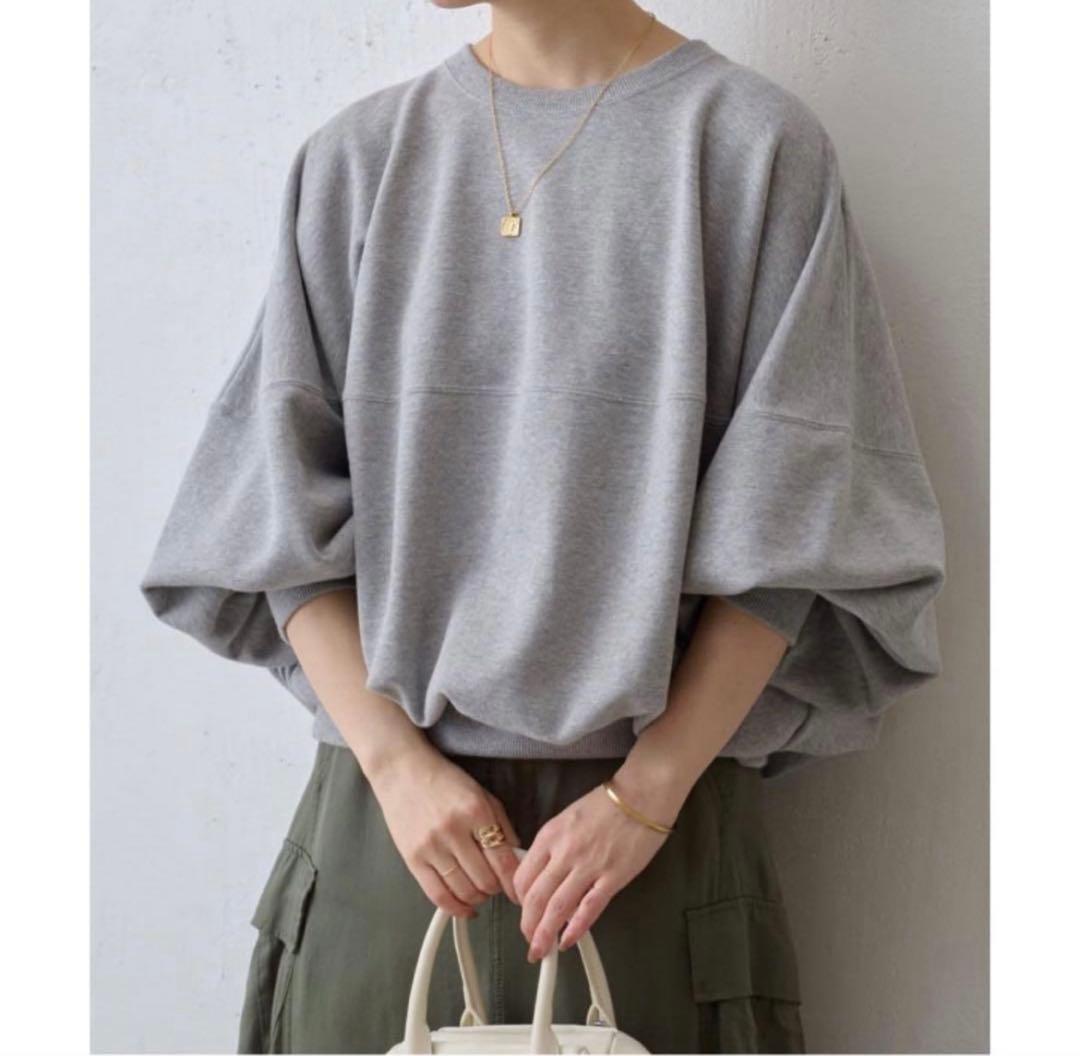 【ビアズリー 】BEARDSLEY ぷっくり裏毛袖ボリュームカットソー　グレー