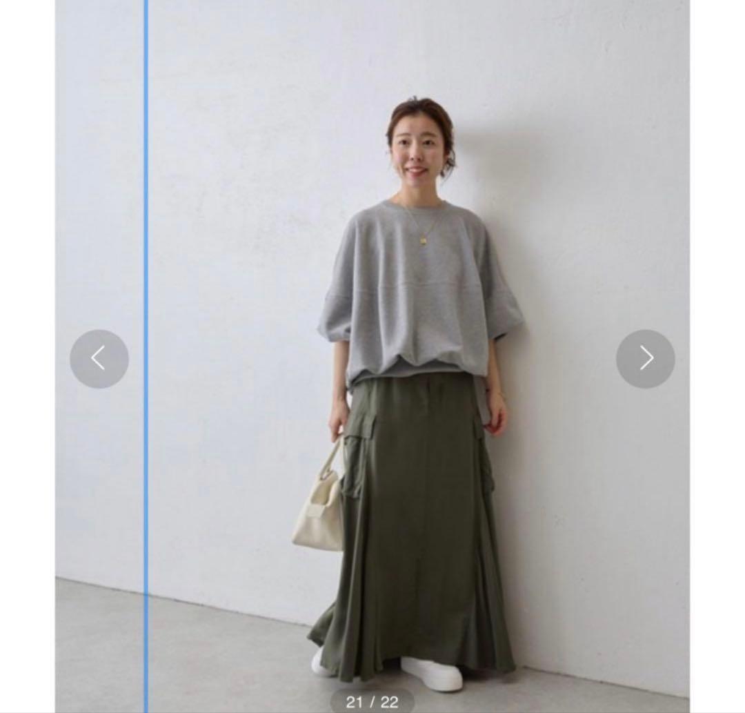 【ビアズリー 】BEARDSLEY ぷっくり裏毛袖ボリュームカットソー　グレー