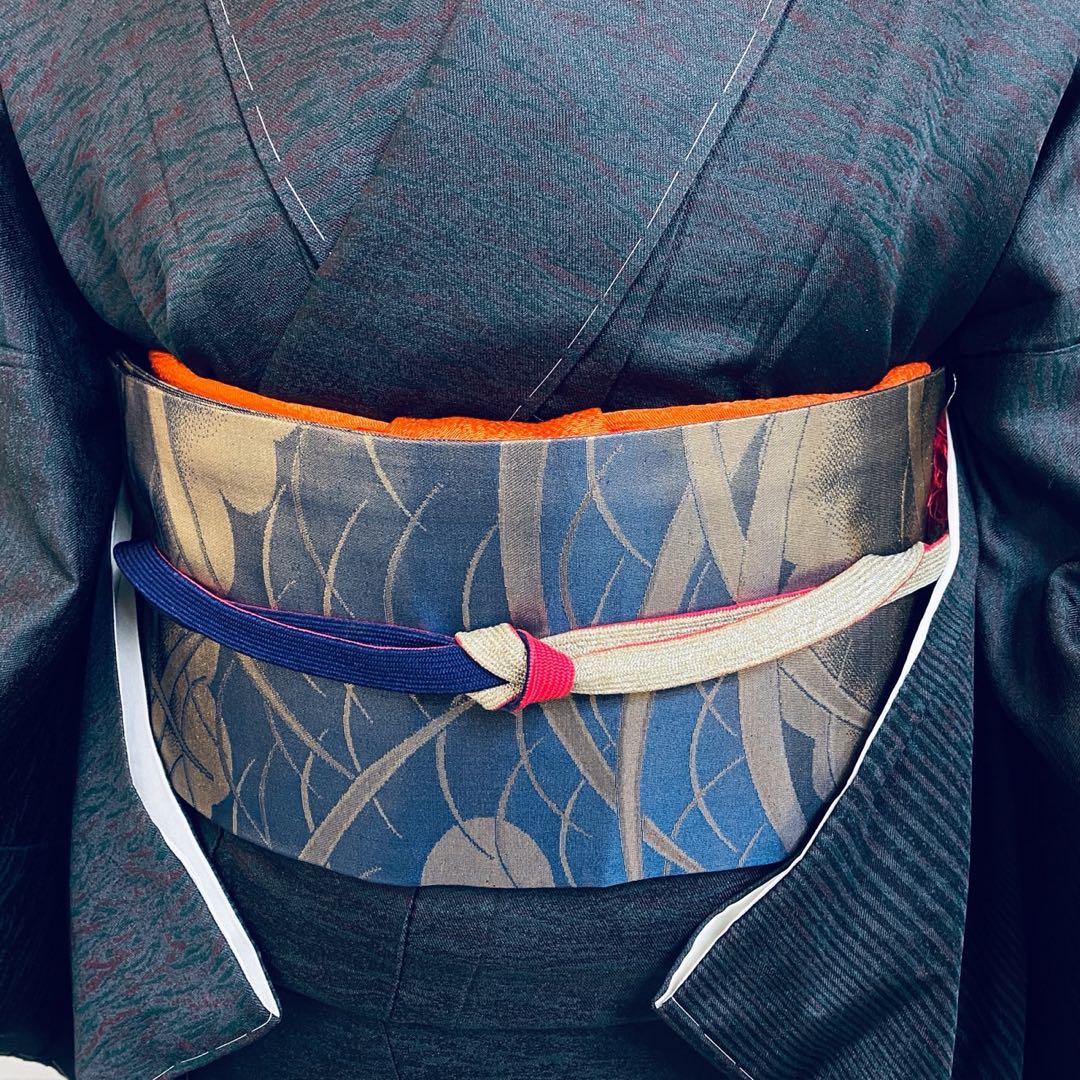 マ　十日町紬系 紬 着物　深色 先染め紬 訪問着　フルセット 普段着　美品　新品