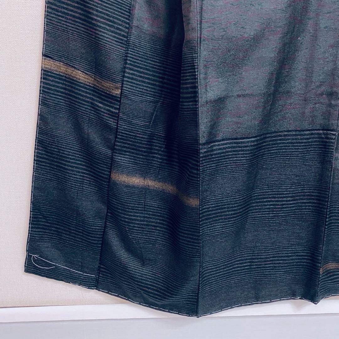 マ　十日町紬系 紬 着物　深色 先染め紬 訪問着　フルセット 普段着　美品　新品