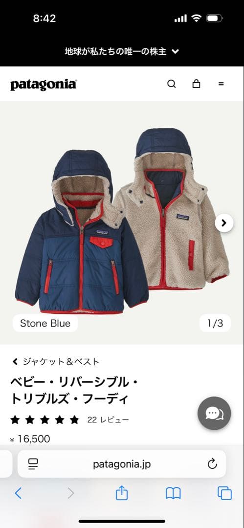 パタゴニア　Patagonia リバーシブルフーディ5T