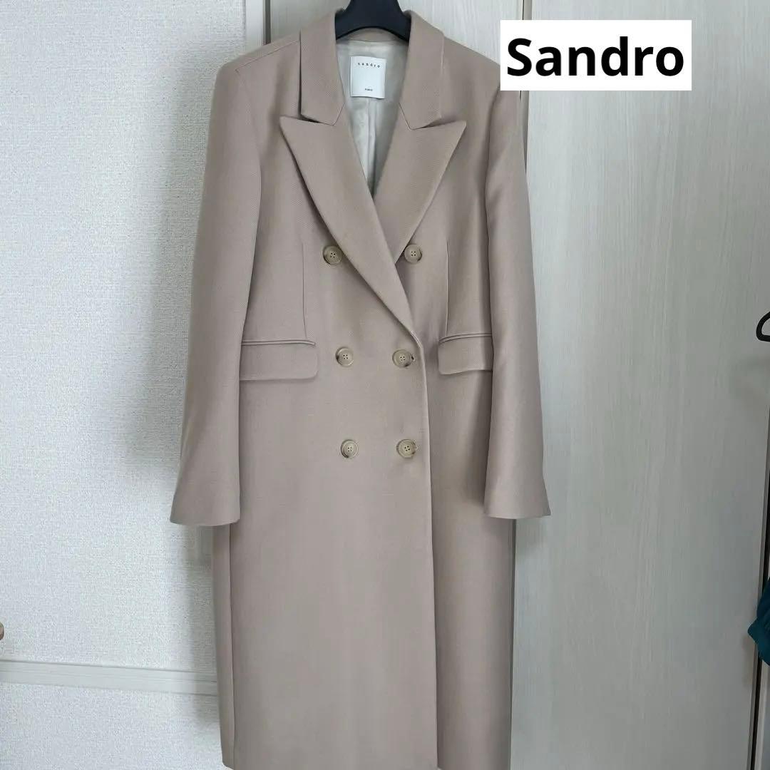 sandro ベージュ ダブルブレスト コート