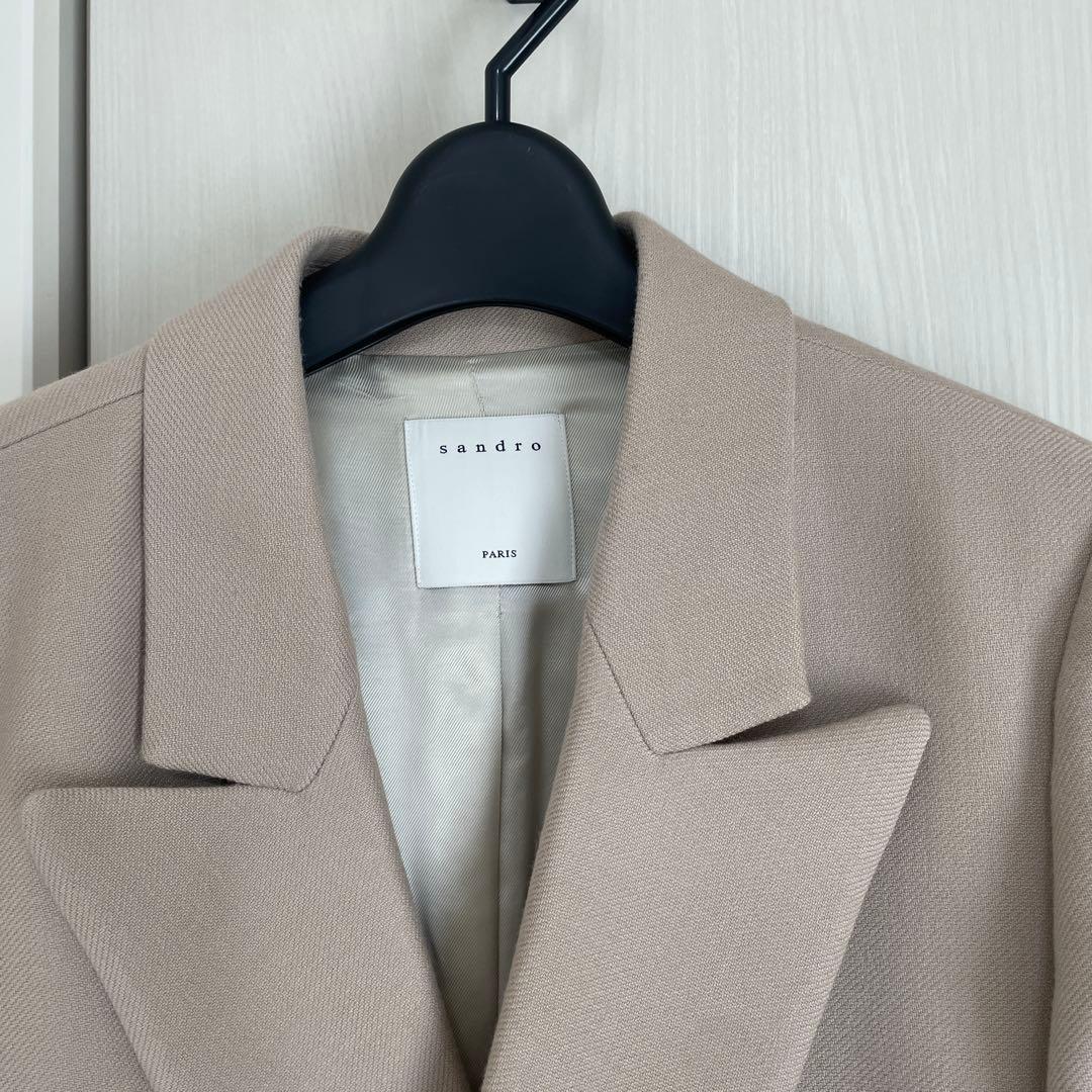 sandro ベージュ ダブルブレスト コート