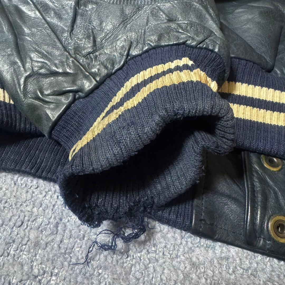 90s ルーツ オールレザー スタジャン バックロゴ ワッペン ダイナー