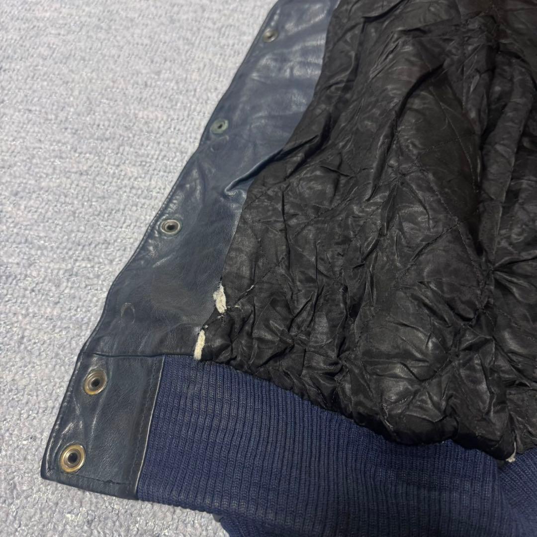 90s ルーツ オールレザー スタジャン バックロゴ ワッペン ダイナー