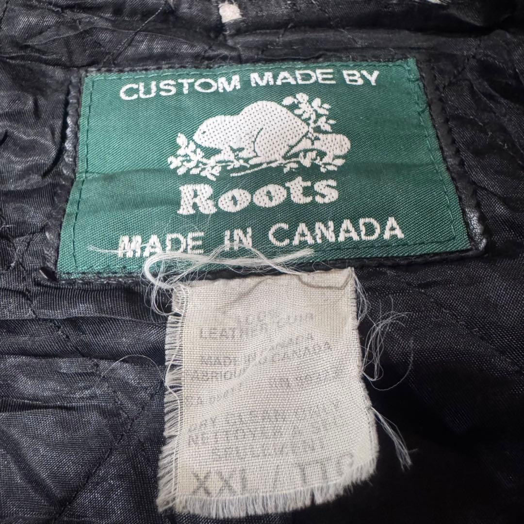 90s ルーツ オールレザー スタジャン バックロゴ ワッペン ダイナー