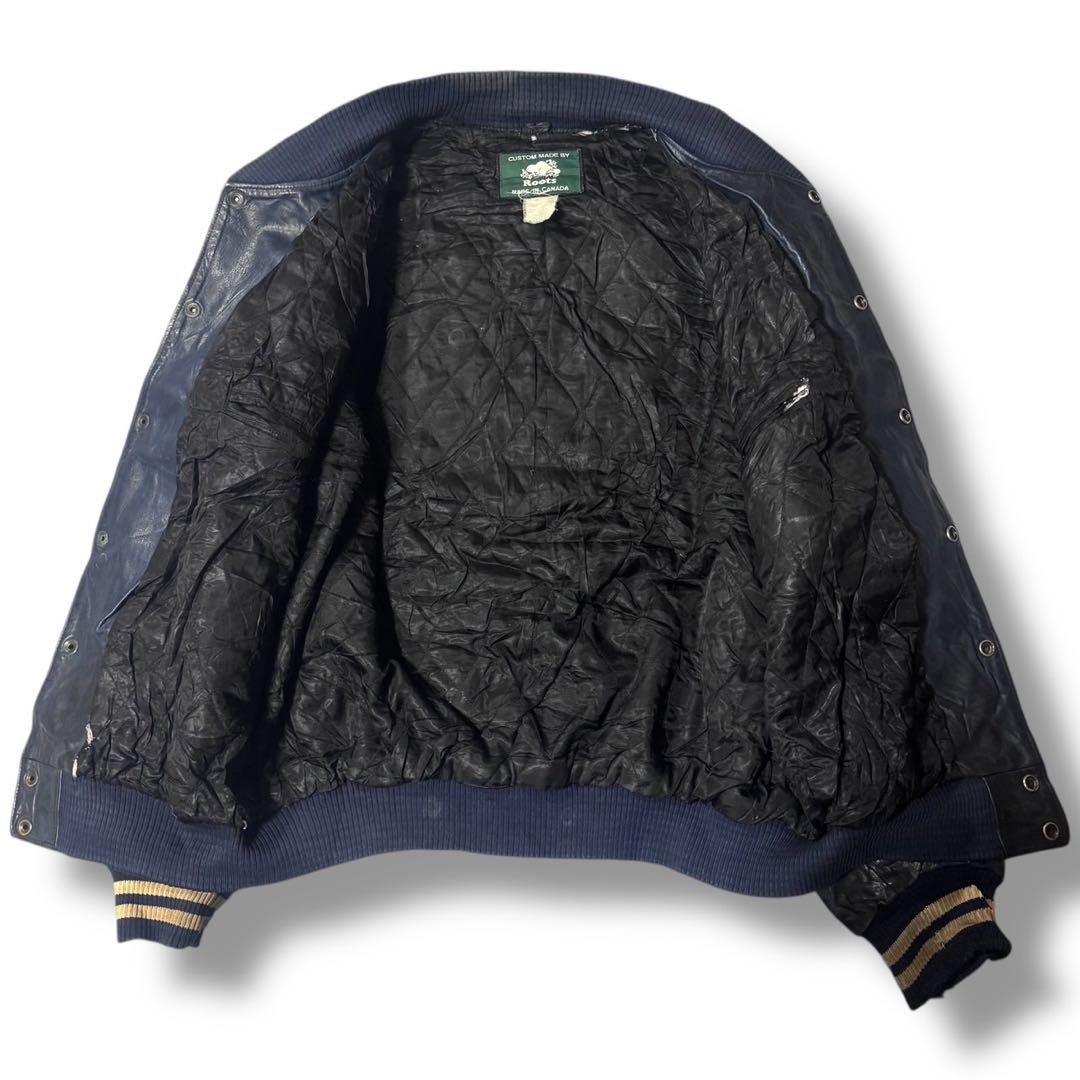 90s ルーツ オールレザー スタジャン バックロゴ ワッペン ダイナー