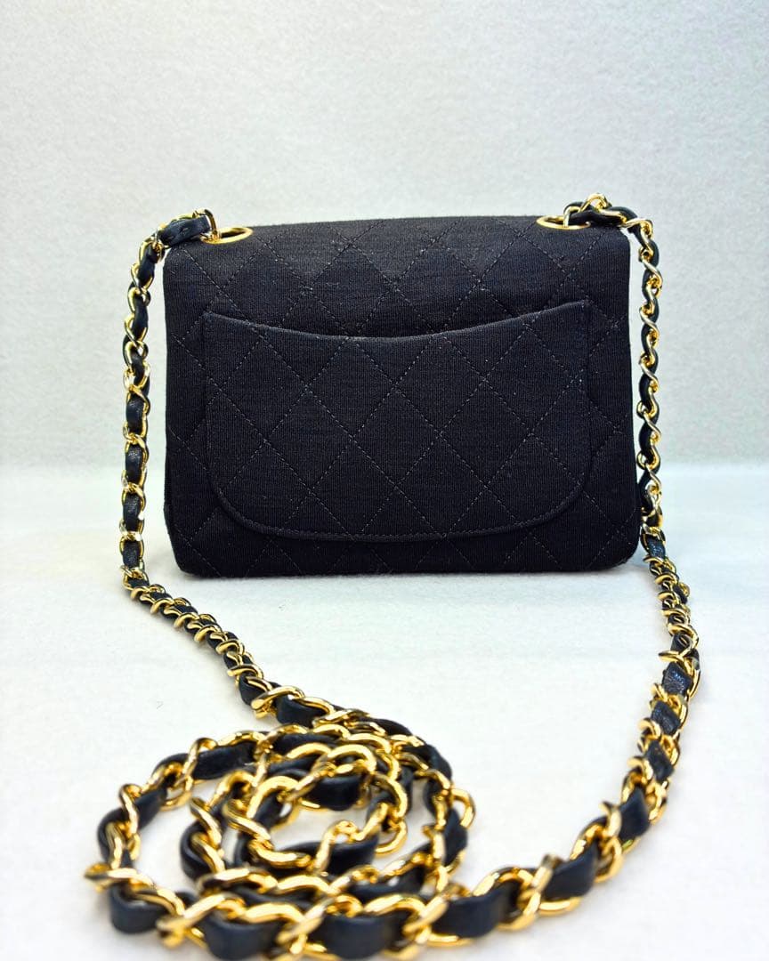 ヴィンテージCHANEL マトラッセ ミニ チェーンバッグ 黒 金具 フルセット