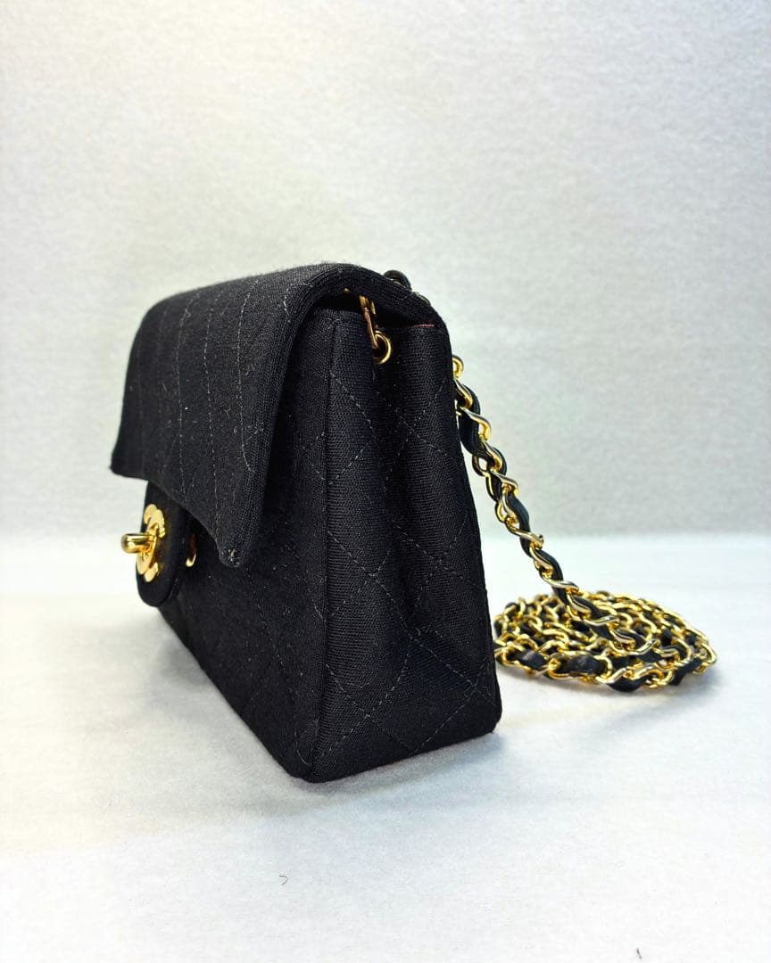 ヴィンテージCHANEL マトラッセ ミニ チェーンバッグ 黒 金具 フルセット