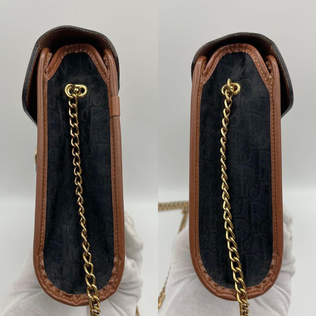【美品】Dior ショルダーバッグ　トロッター　チェーン　レザー　ヴィンテージ