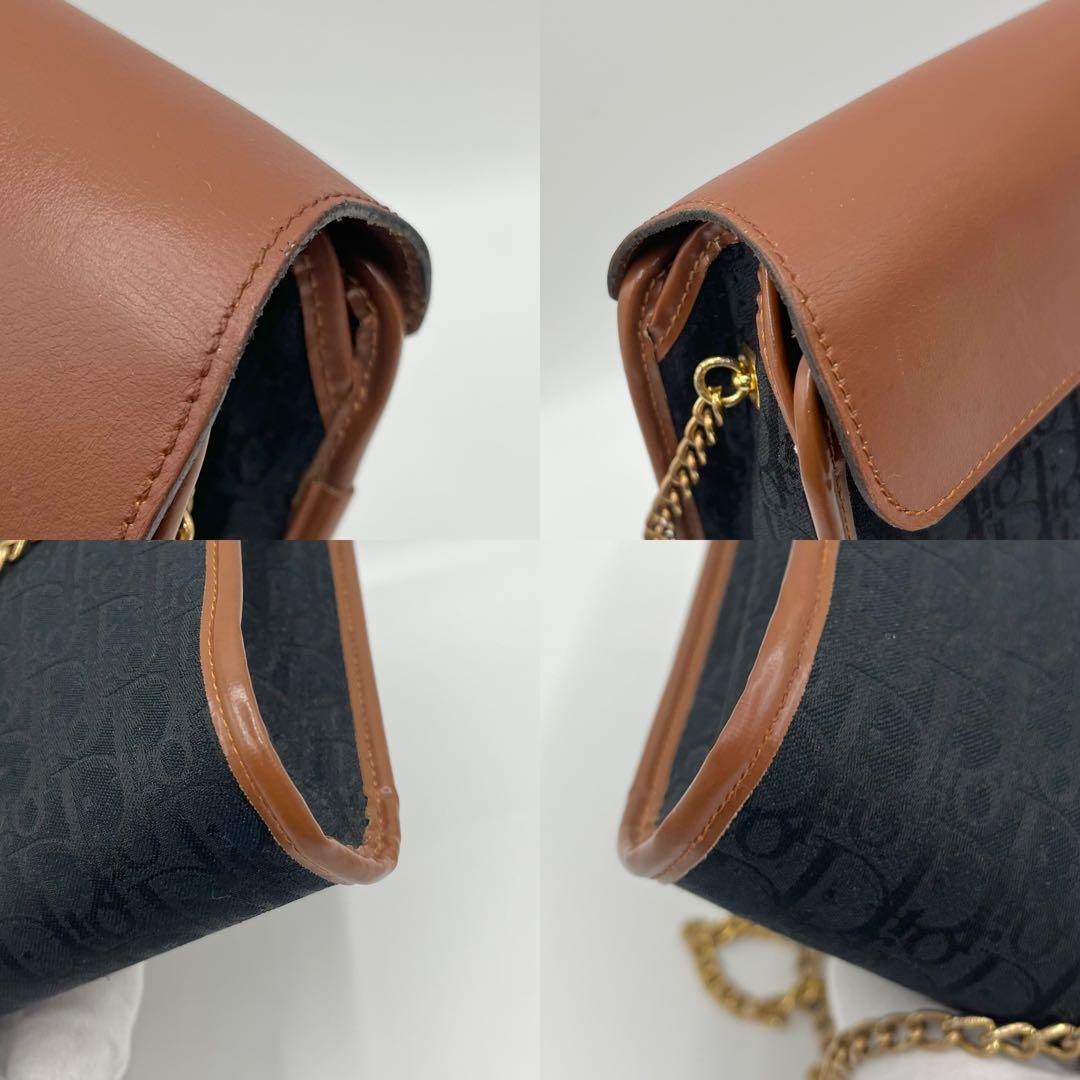 【美品】Dior ショルダーバッグ　トロッター　チェーン　レザー　ヴィンテージ