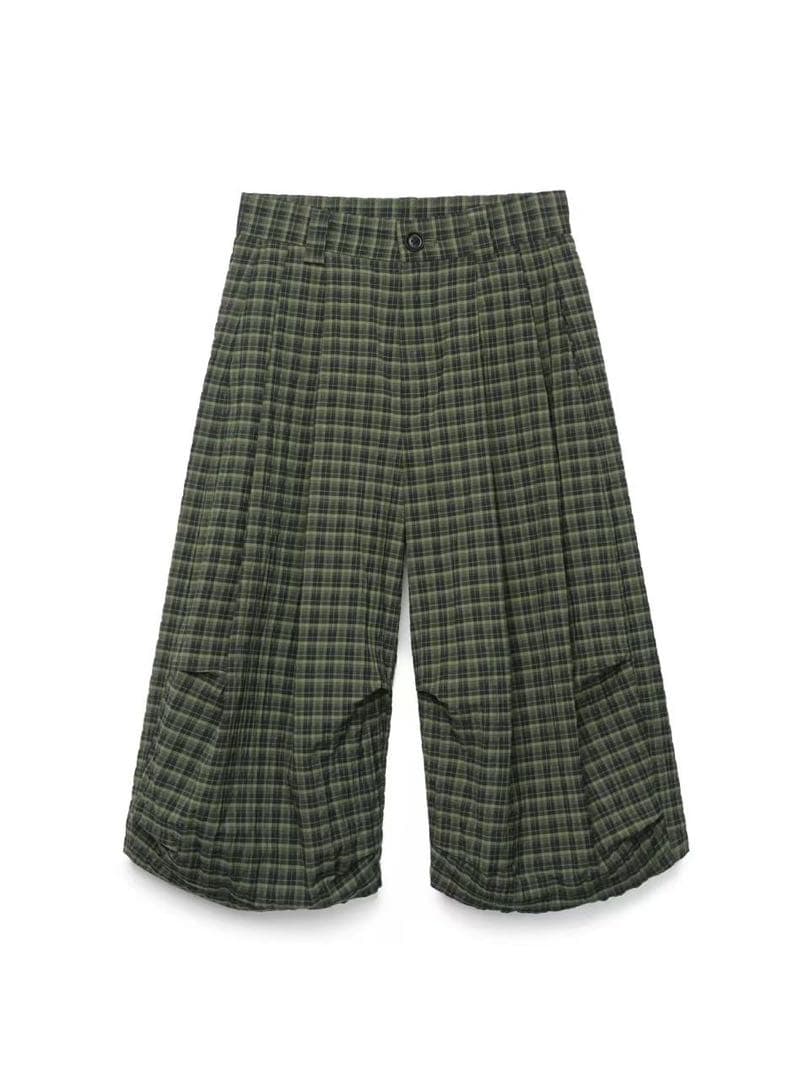 COMMON DIVISOR“BLAST”テクスチャーチェック クロップドパンツ