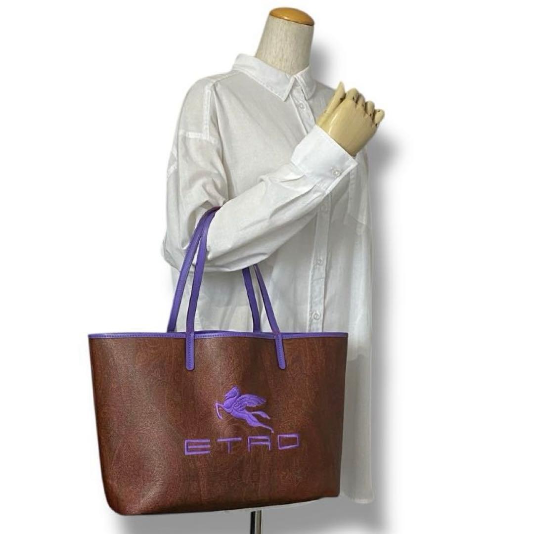 良品 ETRO エトロ ペガサス ペイズリー トートバッグ バッグ A4 ロゴ