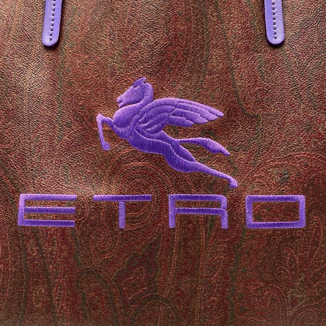 良品 ETRO エトロ ペガサス ペイズリー トートバッグ バッグ A4 ロゴ