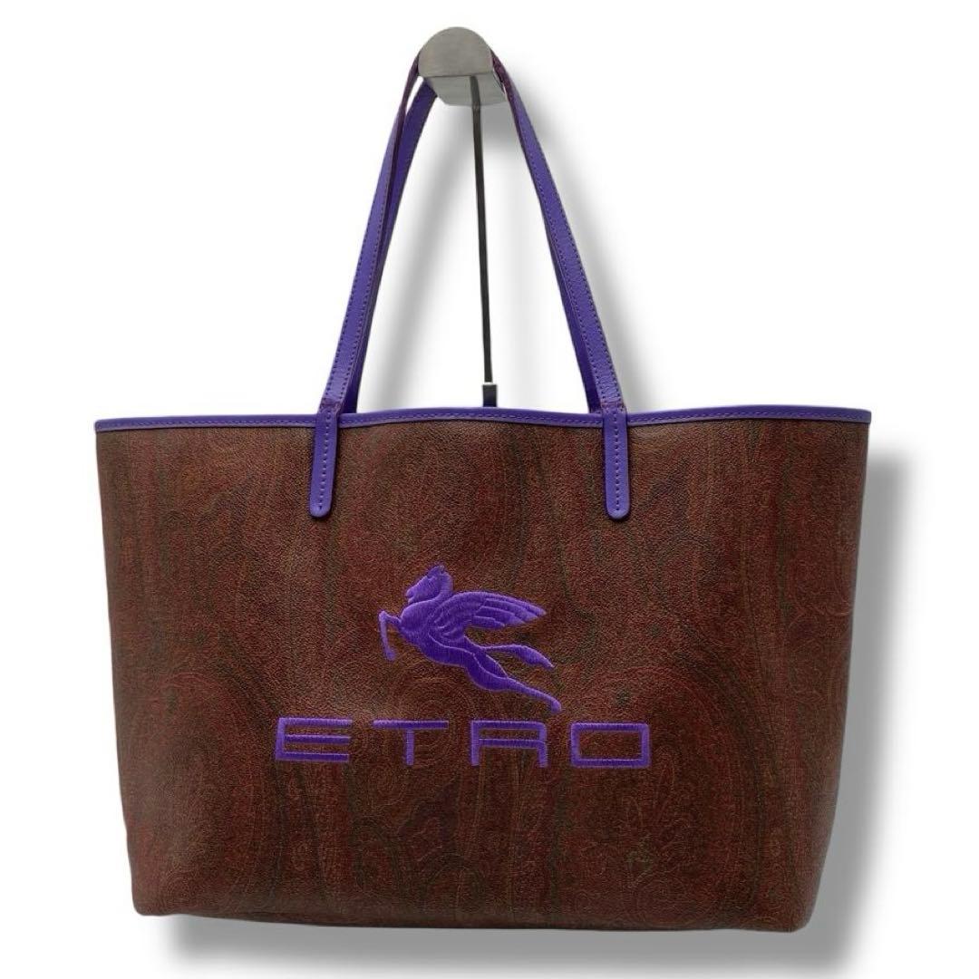 良品 ETRO エトロ ペガサス ペイズリー トートバッグ バッグ A4 ロゴ
