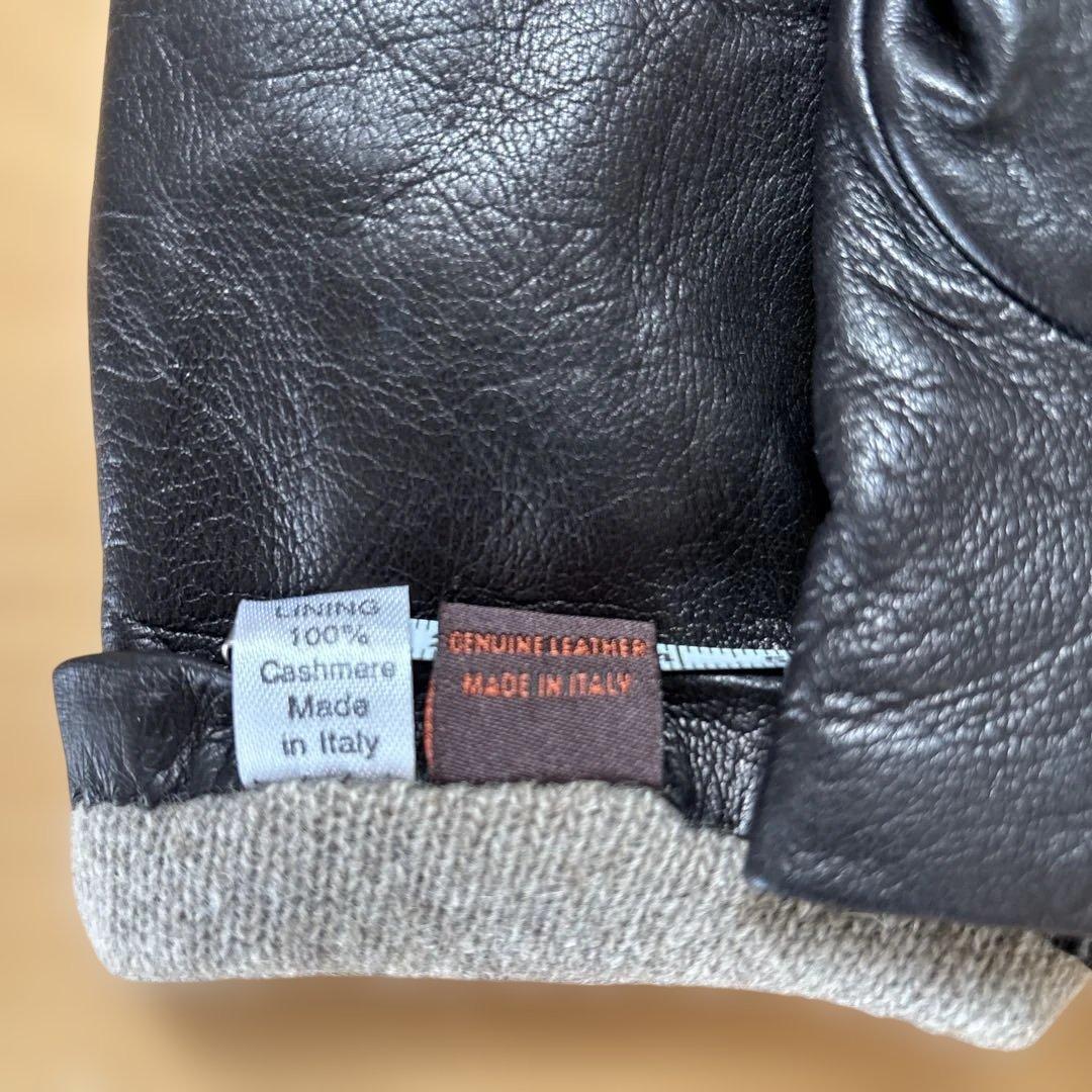 SERMONETA GLOVES レザー カシミヤ イタリア製 BLACK
