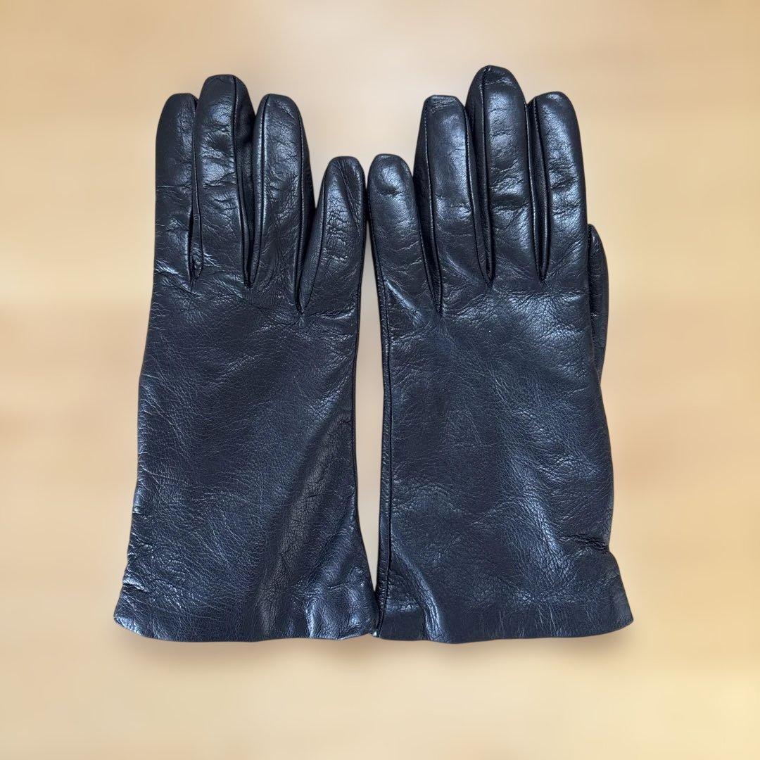 SERMONETA GLOVES レザー カシミヤ イタリア製 BLACK