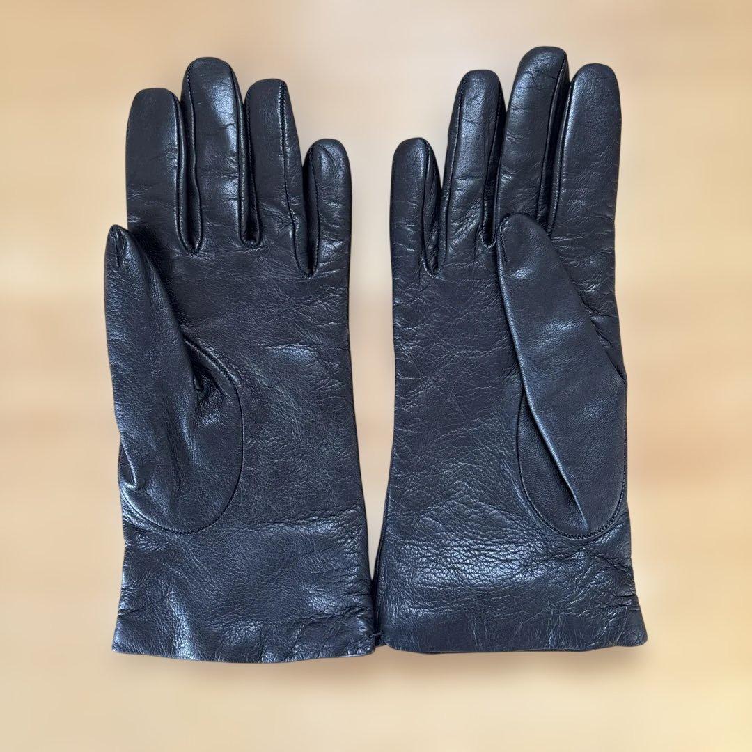 SERMONETA GLOVES レザー カシミヤ イタリア製 BLACK