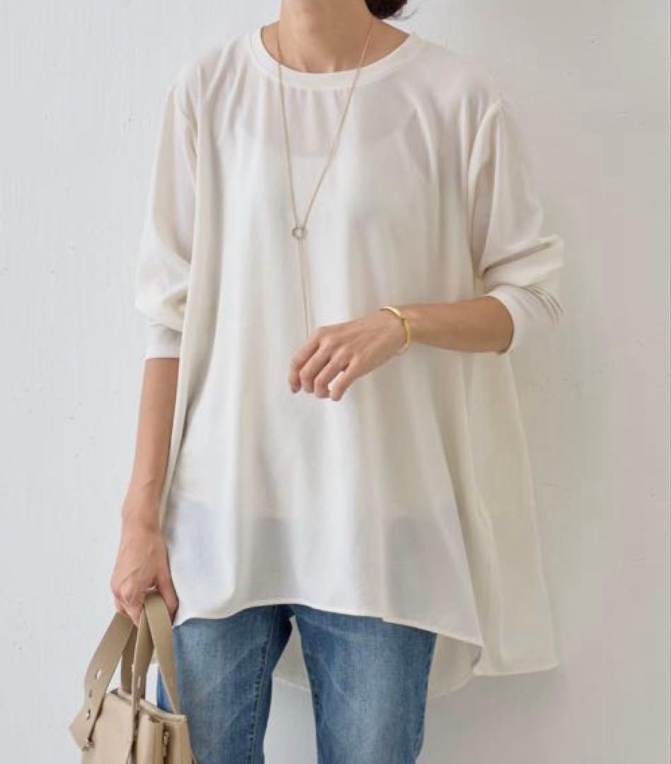 ビアズリー◎後ろドレープTブラウスFree