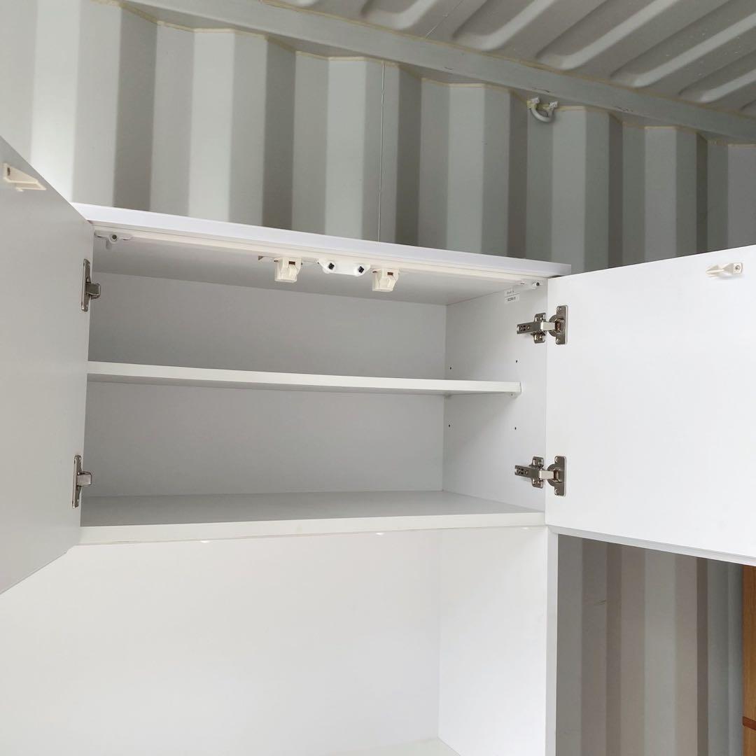 取付無料！ソフトクローズ おしゃれホワイトインテリアキッチンボード 食器棚✨