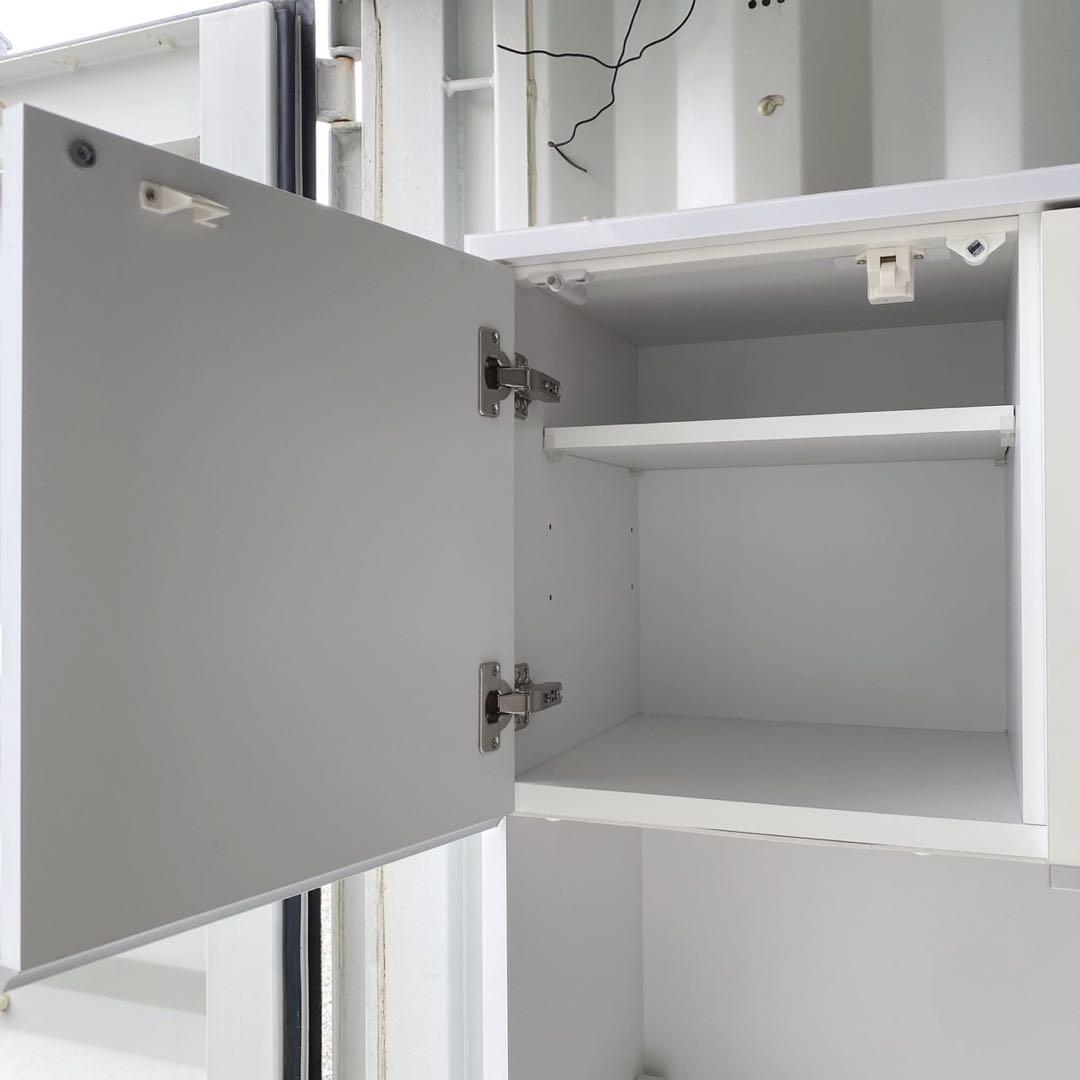 取付無料！ソフトクローズ おしゃれホワイトインテリアキッチンボード 食器棚✨